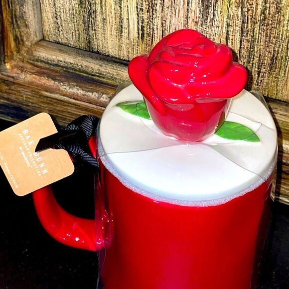 Rae Dunn Disney beauty and the beast true love coffee mug with rose topper - Picture 5 of 5